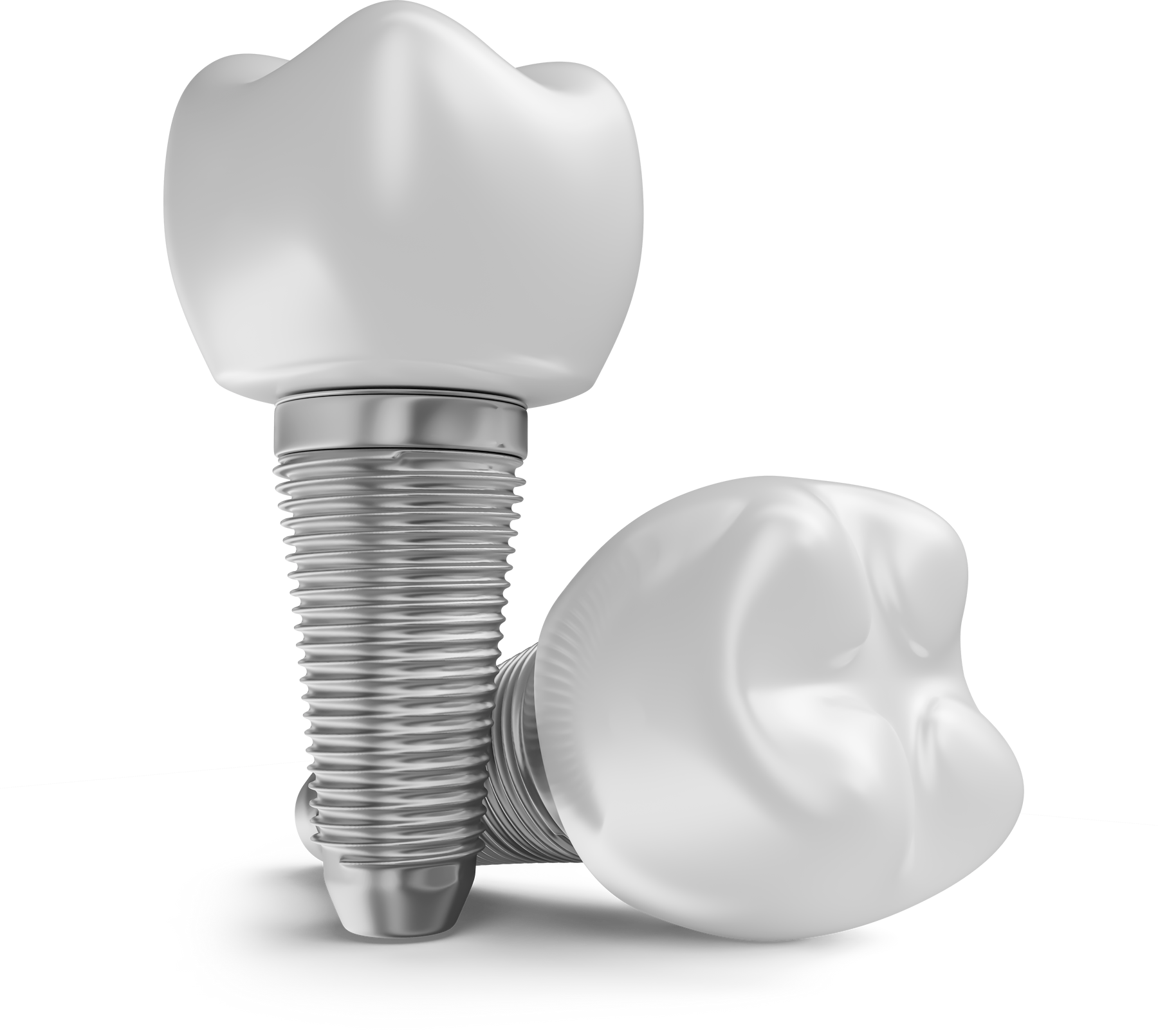 Tooth with implant thread in 3d render
